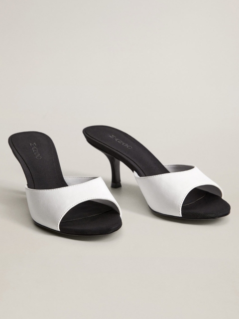 

MANGO Women White Solid Leather Heels