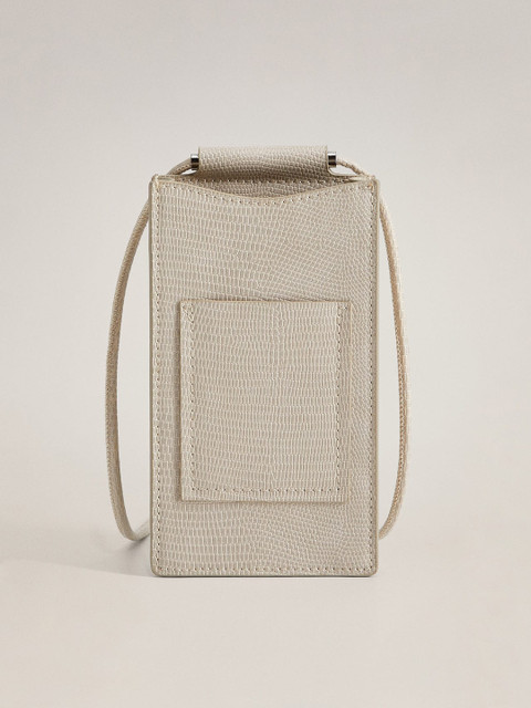 

MANGO Beige Snakeskin Textured Mini Sling Bag