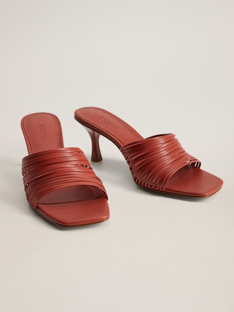 

MANGO Women Brick Red Strappy Slim Heels