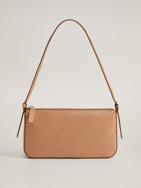 

MANGO Women Brown Solid Leather Shoulder Bag