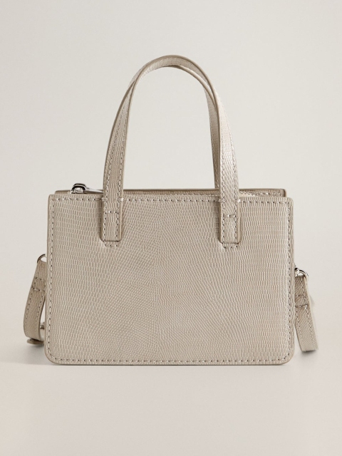 

MANGO Taupe Snakeskin Textured Handheld Bag