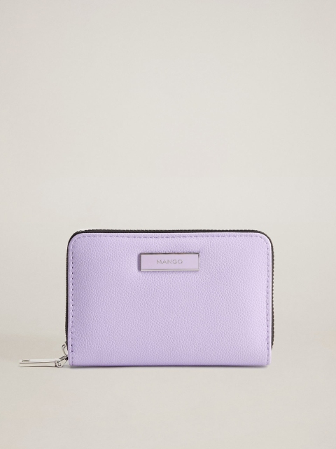 

MANGO Women Lavender Solid Zip Around Wallet