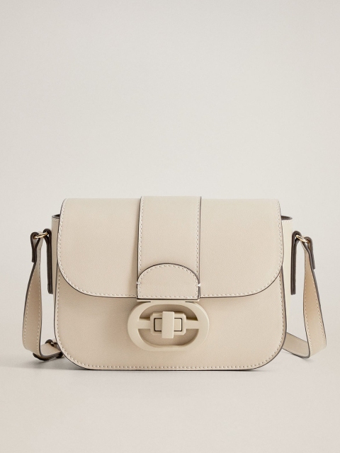 

MANGO Women Cream-Coloured Solid Sling Bag