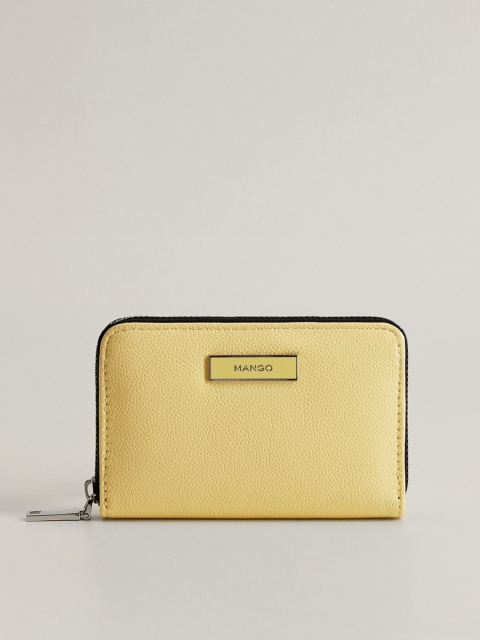 

MANGO Women Yellow Solid Zip Around Wallet
