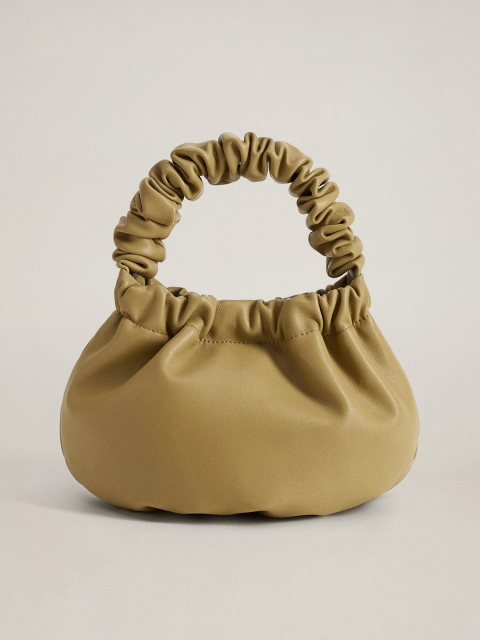 

MANGO Olive Green Solid Handheld Bag