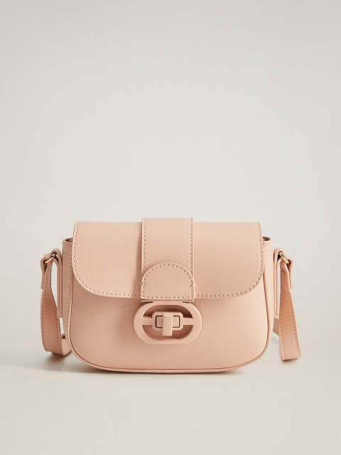 

MANGO Women Peach-Coloured Solid Sling Bag