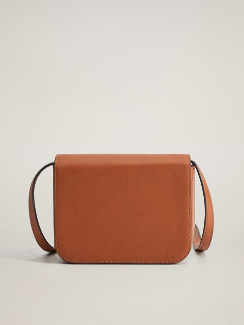 

MANGO Women Brown Solid Sling Bag