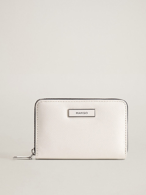 

MANGO Women White Solid Zip Around Wallet