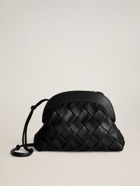 

MANGO Black Basket Weave Sling Bag