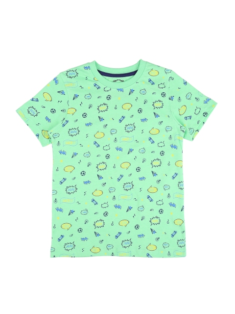 

CHALK by Pantaloons Boys Green Printed Round Neck Pure Cotton T-shirt