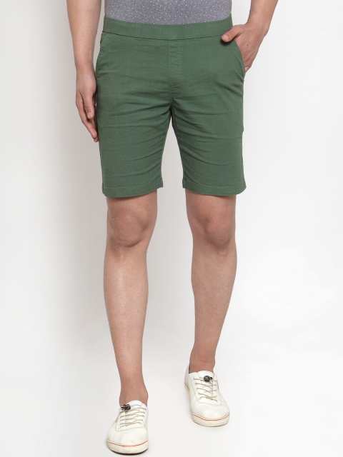 

Global Republic Men Olive Green Solid Slim Fit Regular Shorts