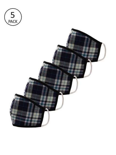 

YOTHVIK Unisex 5 Pcs Blue & White Anti-Pollution 2 Ply Reusable Cloth Masks