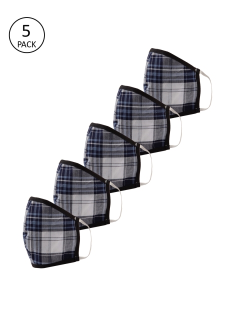 

YOTHVIK Unisex 5 Pcs Blue & White Anti-Pollution 2 ply Reusable Outdoor Protection Mask