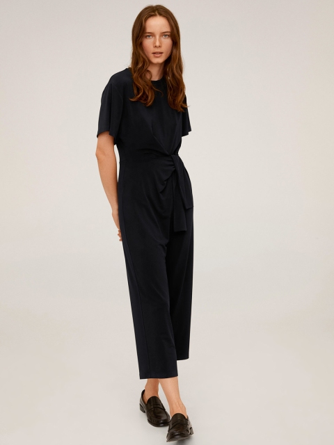 

MANGO Women Black Solid Cropped Basic Jumpsuit