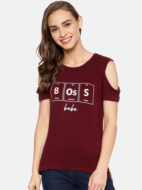 

Campus Sutra Women Maroon Printed Top