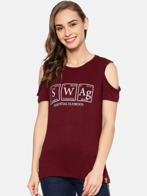 

Campus Sutra Women Maroon Printed Top