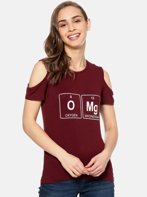 

Campus Sutra Women Maroon Printed Top