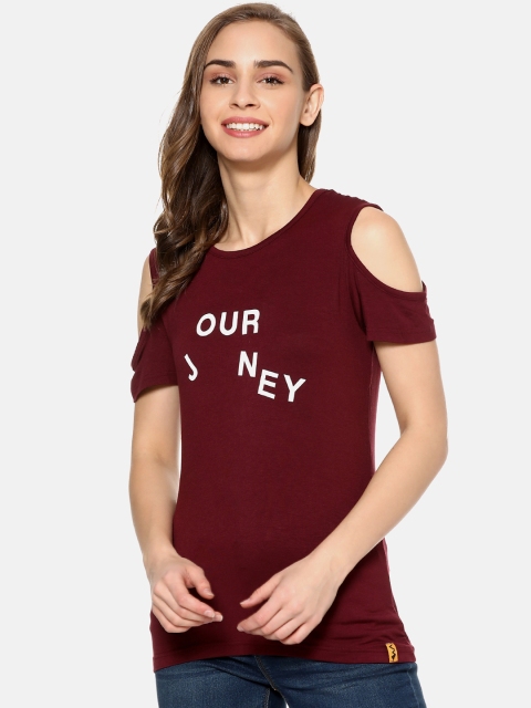 

Campus Sutra Women Maroon Printed Top