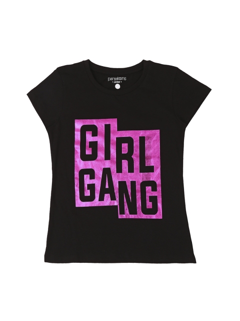 

Pantaloons Junior Girls Black Printed Round Neck T-shirt