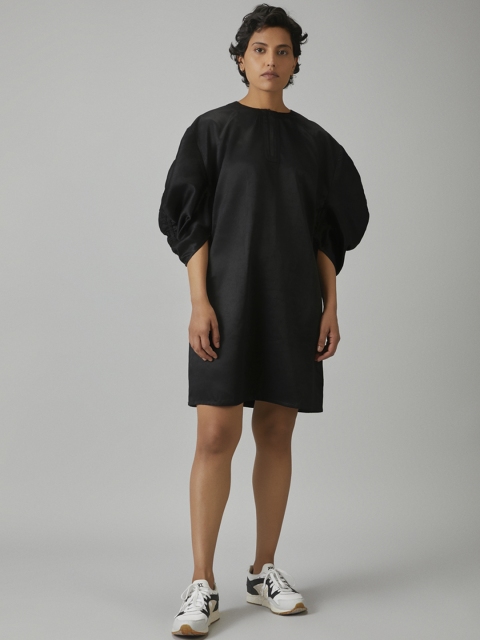 

Bhaane Women Black Solid A-Line Dress