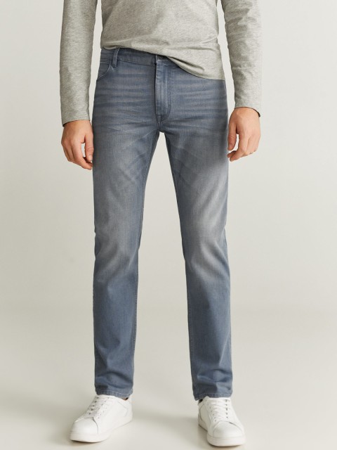 

MANGO MAN Blue Patrick Slim Fit Mid-Rise Clean Look Stretchable Jeans