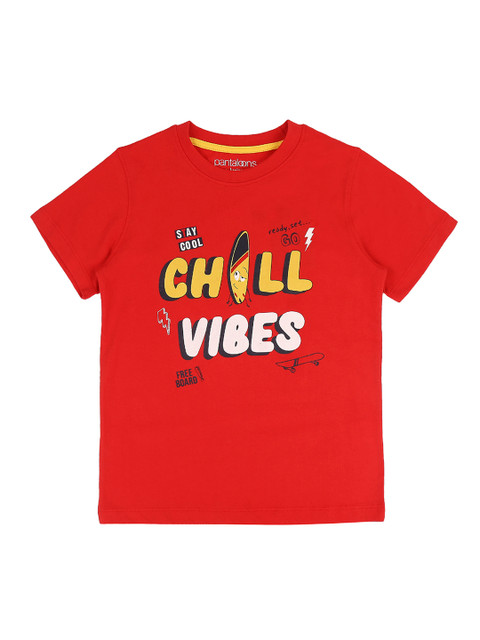 

Pantaloons Junior Boys Red Printed Round Neck T-shirt