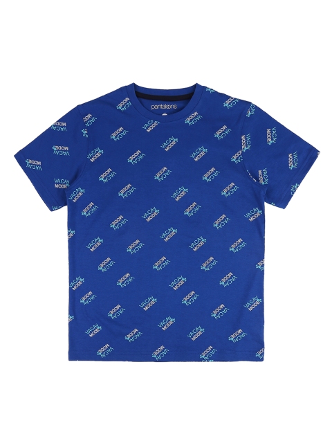 

Pantaloons Junior Boys Blue Printed Round Neck Pure Cotton T-shirt