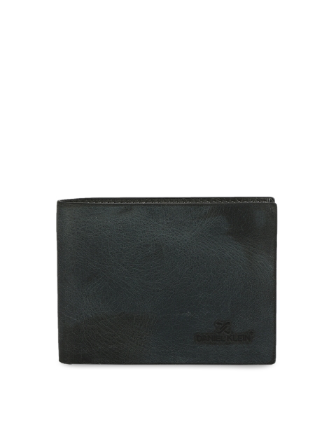 

Daniel Klein Men Blue Solid Genuine Leather Two Fold Wallet
