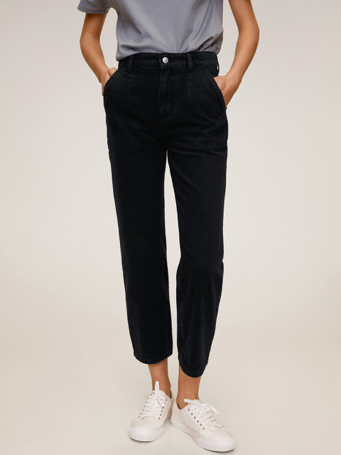 

MANGO Women Black Straight Regular Fit Mid-Rise Clean Look Sustainable Jeans