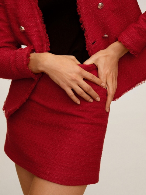 

MANGO Women Red Self Design Mini A-Line Sustainable Skirt