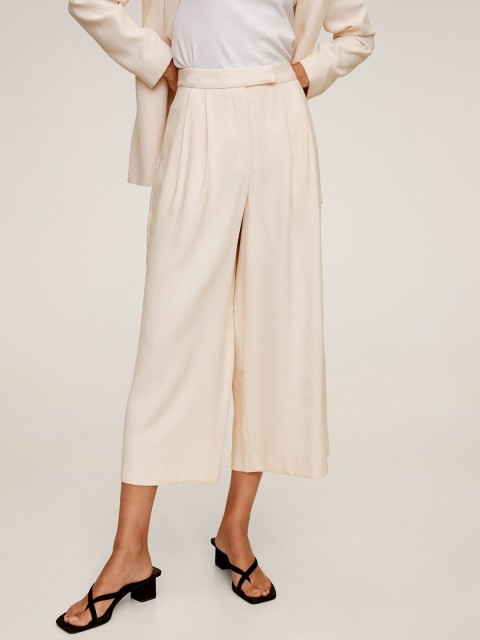 

MANGO Women Beige Regular Fit Solid Culottes