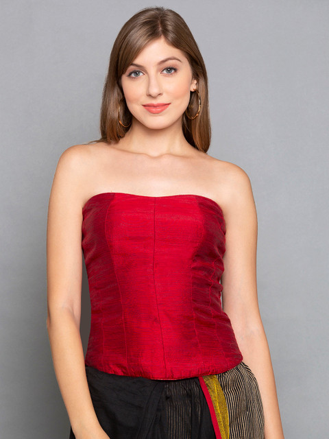 

Desi Weavess Women Red Solid Corset DW/COR/1904