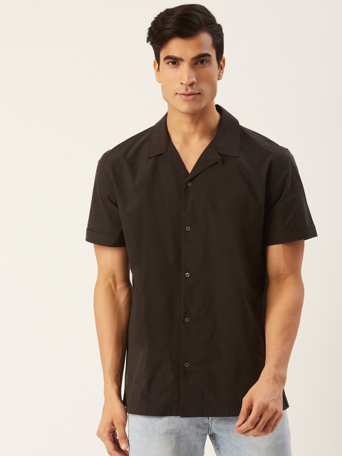 

MANGO MAN Black Regular Fit Wrinkle Free Solid Casual Shirt