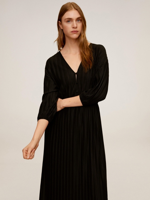 

MANGO Women Black Solid A-Line Dress