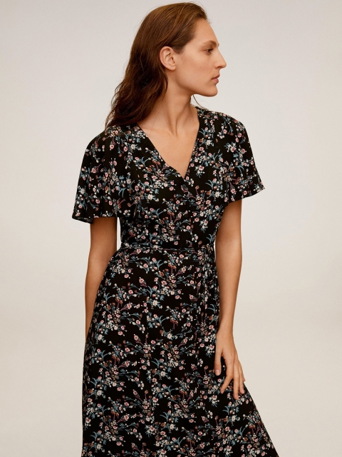 

MANGO Women Black & Beige Printed A-Line Sustainable Dress