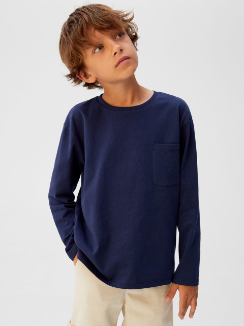 

Mango Kids Boys Navy Blue Solid Round Neck T-shirt