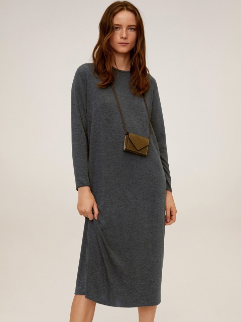 

MANGO Women Charcoal Grey Solid A-Line Dress