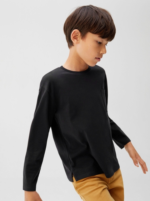 

Mango Kids Boys Black Solid Round Neck T-shirt