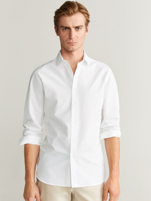

MANGO MAN Men White Slim Fit Solid Casual Shirt