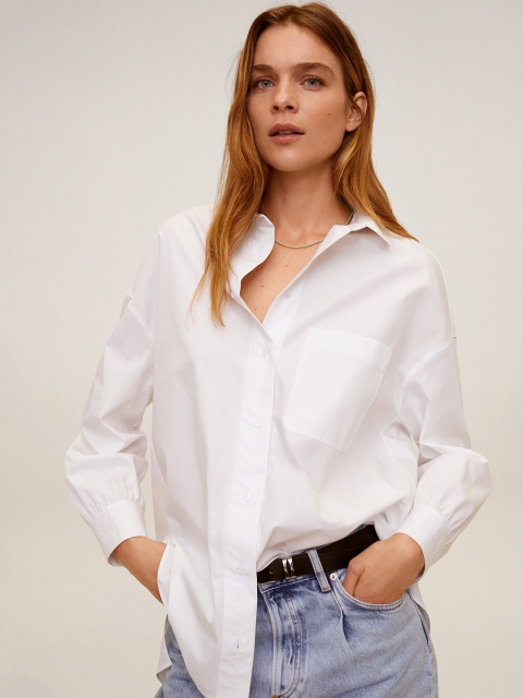 

MANGO Women White Regular Fit Solid Casual Shirt
