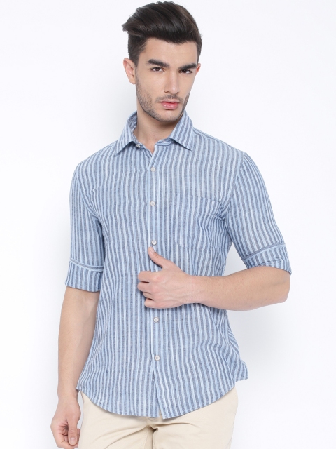 

Peter England Elite Blue Striped Casual Shirt