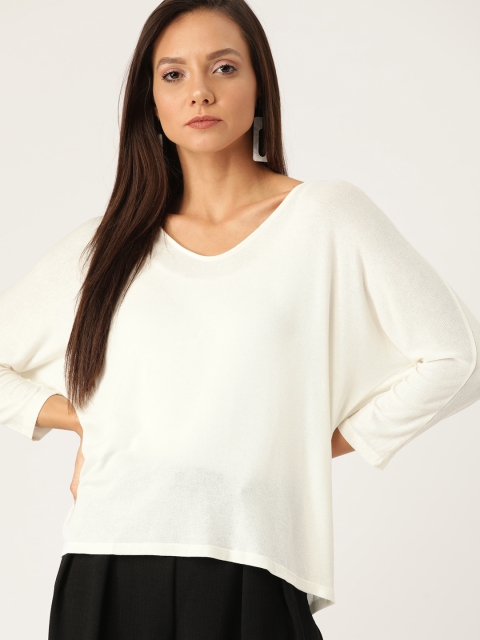 

MANGO Women Off-White Solid Top