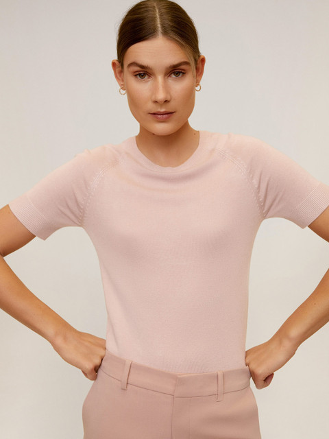 

MANGO Women Pink Solid Winter Top