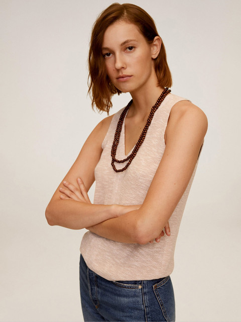 

MANGO Women Beige Solid Top