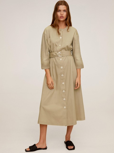 

MANGO Women Beige Solid A-Line Sustainable Dress
