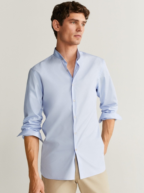 

MANGO MAN Blue Slim Fit Solid Casual Shirt