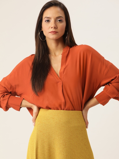 

MANGO Women Rust Orange Solid Top