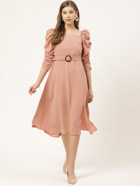 

20Dresses Women Dusty Pink Ruched Solid Fit & Flare Dress