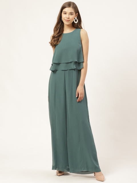 

20Dresses Women Green Solid Layered Basic Jumpsuit