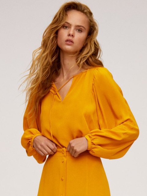 

MANGO Women Orange Solid Top